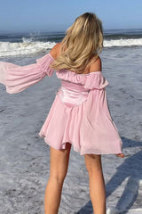 Asymmetric Ruched Chiffon Belted Waist Skirt Set