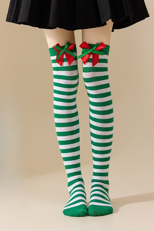 Soft Knit Striped Christmas Socks