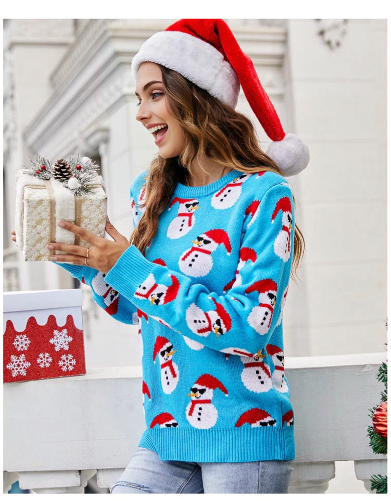 JuliaFashion - 2024 Women Santa Tree Christmas Sweate Casual Pullover Long Sleeve O Neck Sweaters