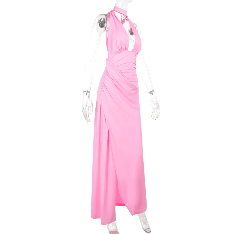 Rosier Slit Dress-Pink