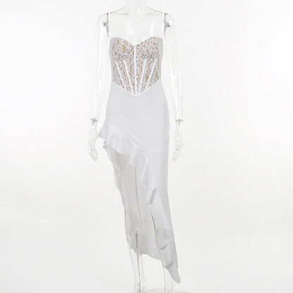 Fringila Asymmetric Dress - White