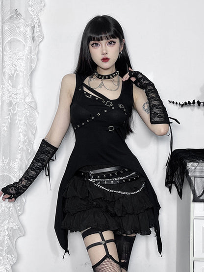 Gothic Sleeveless Harajuku Y2K Crop Irregular Top