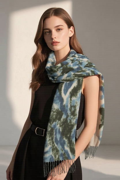 Wave Print Acrylic Blend Christmas Scarf