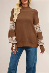 Colorblock Turtleneck Knit Sweater