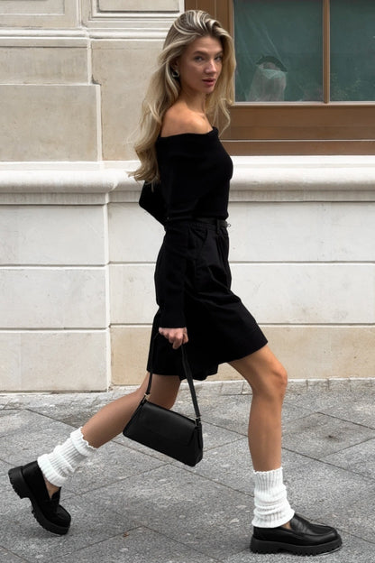 Sexy Tight Solid Off-the-Shoulder Long Sleeve Tee