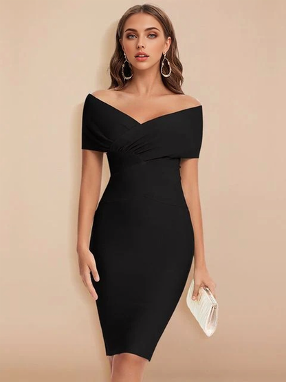 JuliaFashion - 2024 Sexy Off Shoulder V-Neck Bandage Dress