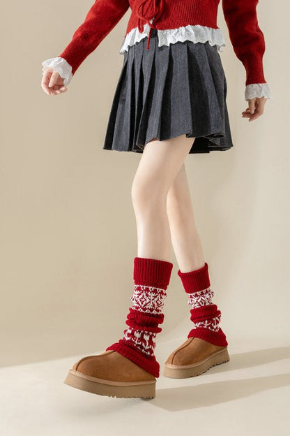 Ribbed Slouchy   Christmas Leg Warmers