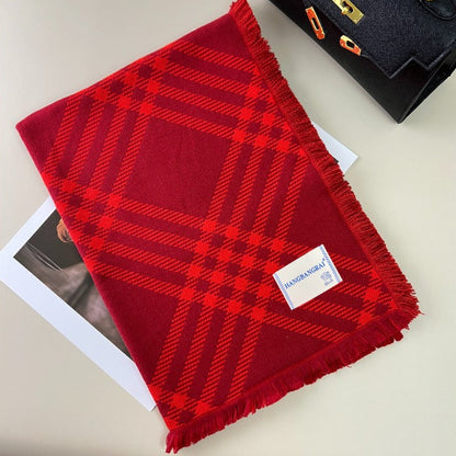 Classic Checkered Wool Blend Christmas Scarf