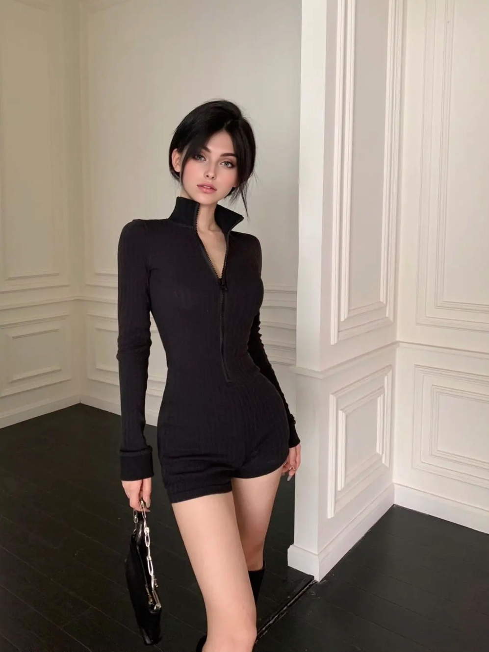 JuliaFashion - Slim Fit Sexy Black Long Sleeve Jumpsuits