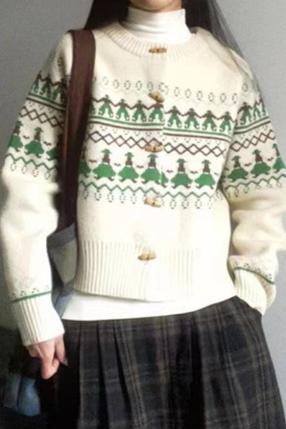Retro Jacquard Christmas Cardigan