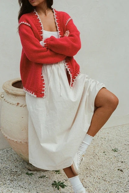 Vintage Cable Knit V Neck Button Christmas Cardigan