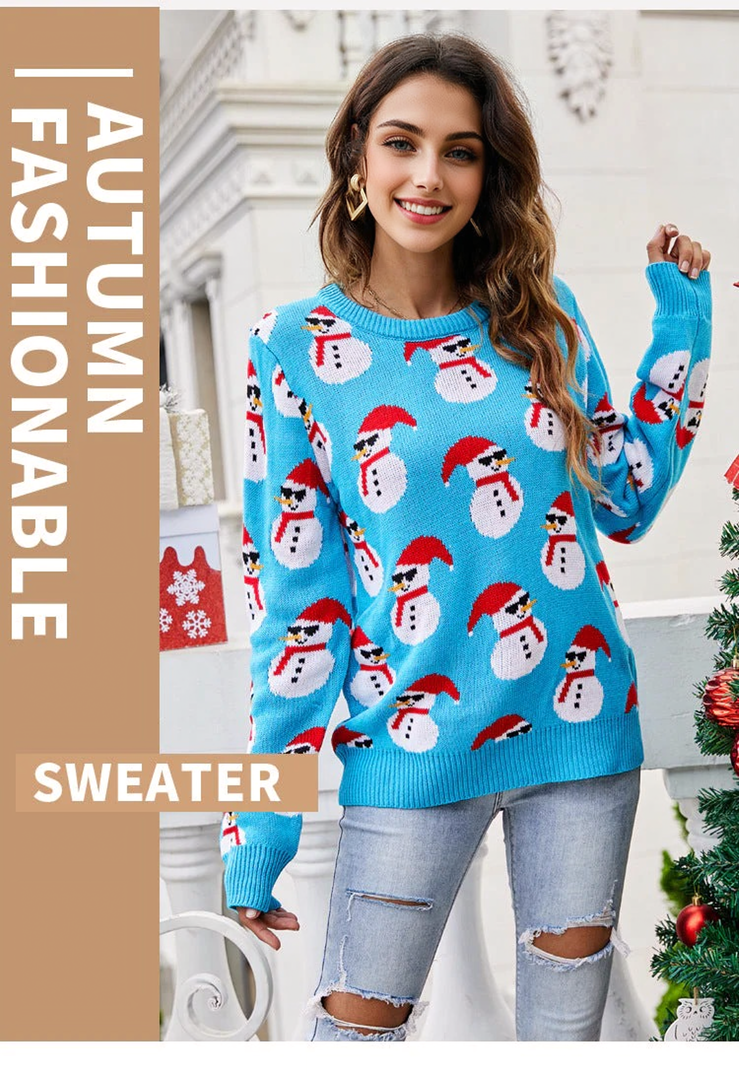 JuliaFashion - 2024 Women Santa Tree Christmas Sweate Casual Pullover Long Sleeve O Neck Sweaters