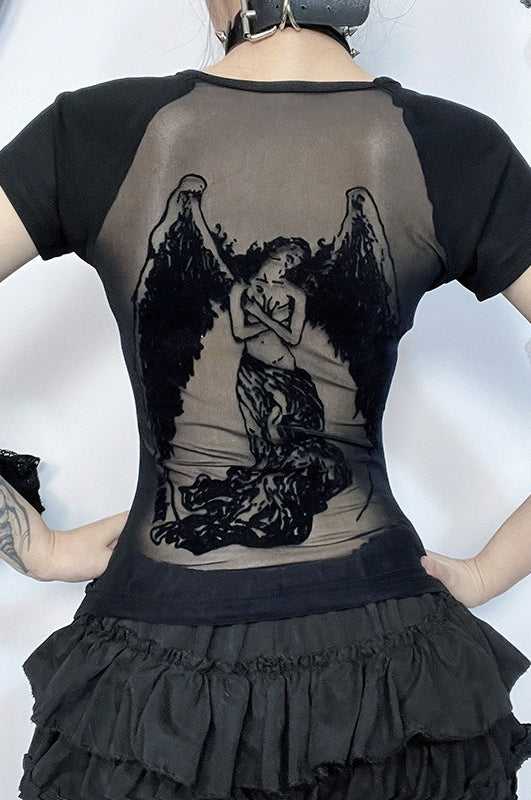 Gothic Backless Short Sleeve T-Shirt