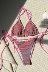 Halter Striped Soft Terry Bikini Set