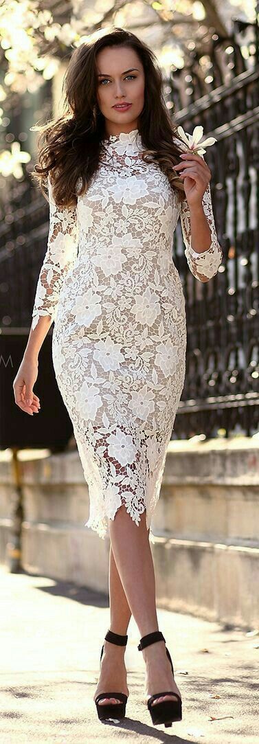 Lace Long Sleeve Pencil Midi Dress
