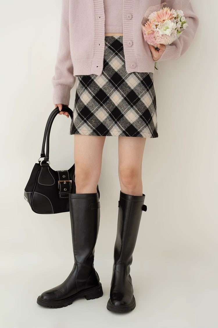 High Waist Tartan Mini Christmas Skirt