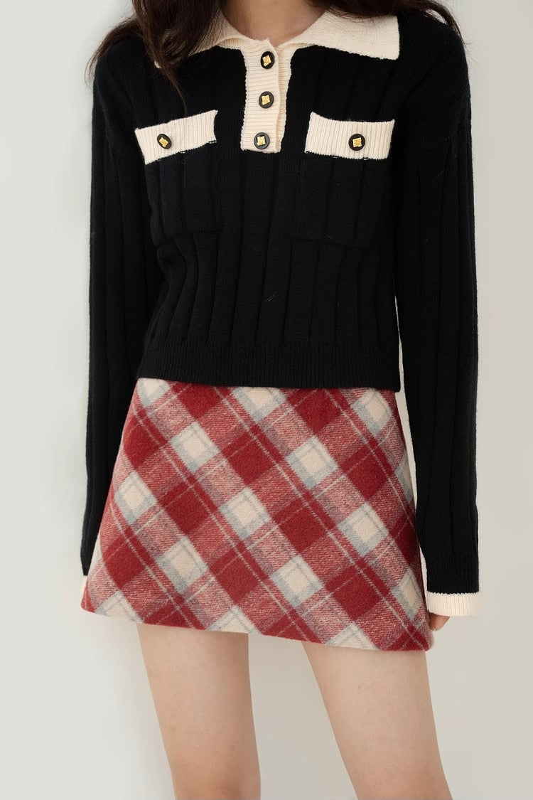 High Waist Tartan Mini Christmas Skirt