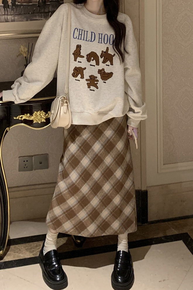 High Waist Vintage A-Line Slit Christmas Skirt