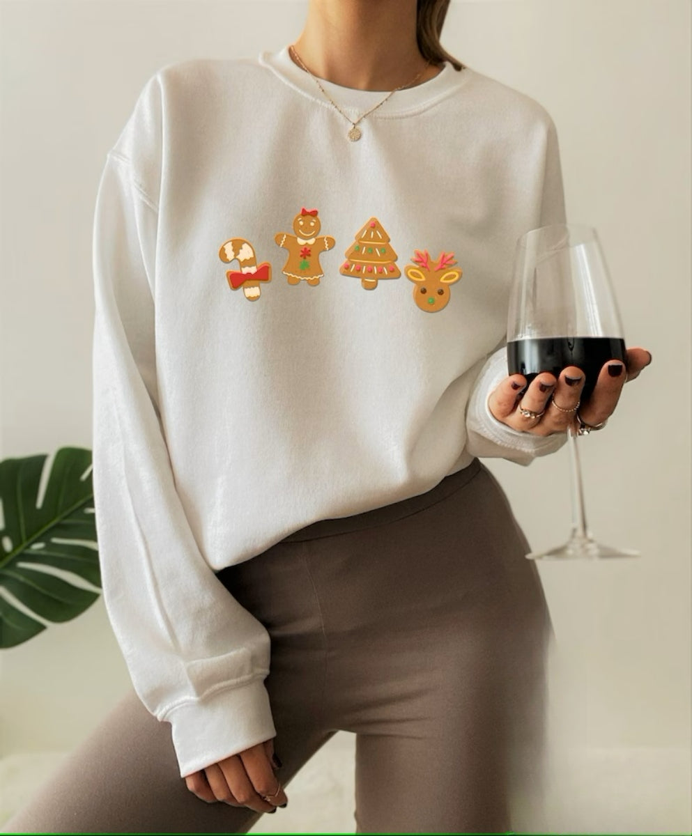 Aesthetic Cute Gingerbread Holiday Cookie Trendy Christmas Hoodie Hoodies-L
