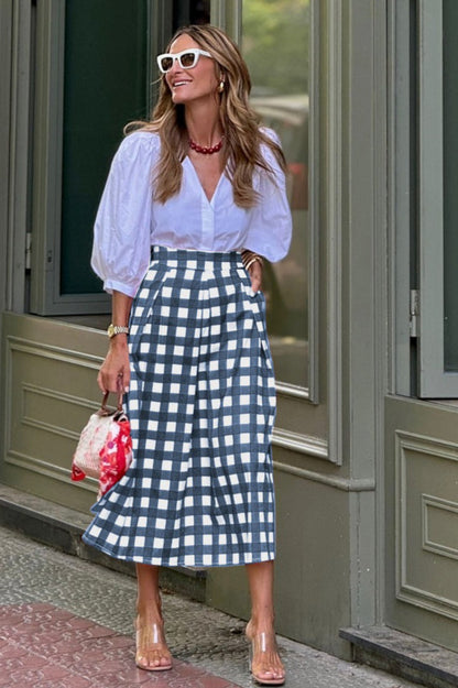 Casual Plaid High Waist Christmas Skirt