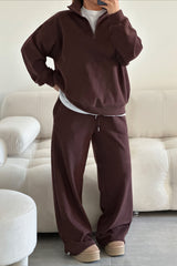 Half Zip Oversized Sweatshirt Pants Set