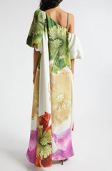 Payton Floral Asymmetric Neck Maxi Dress