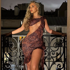 JuliaFashion - Sexy Ruffle One Shoulder Cutout Mini Dress