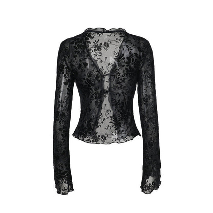 Lace Lovers Tie Up Top - Black