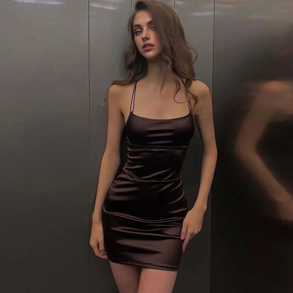 Julia Fashion - Spring Nightclub Satin Line Elegant Party Club Mini Dress