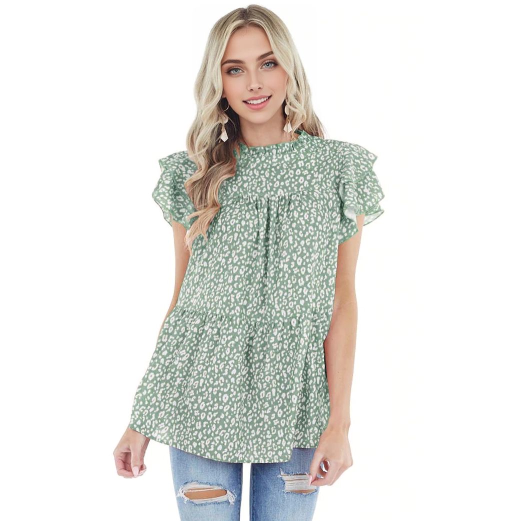 Julia Fashion - Floral Cozy Smock Hem Top