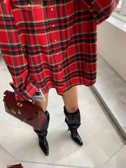 Plaid Blouse Drop With Shoulder Clothes