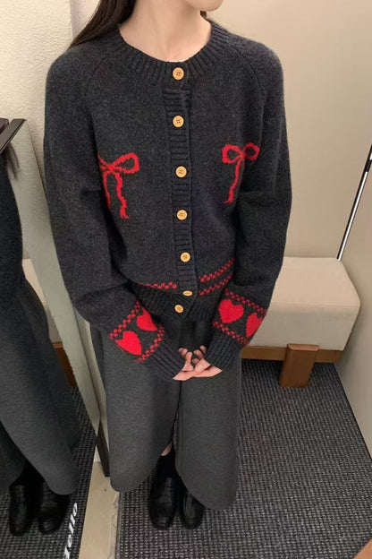 Relaxed Fit Bow Front Christmas Cardigan