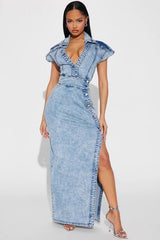 Slim Fit Split Denim Dress