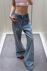Rhinestone Embellished Denim Jeans