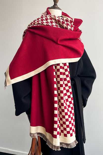 Checkered Plush Christmas Scarf