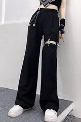 Cutout Tailored Slim Straight Pants