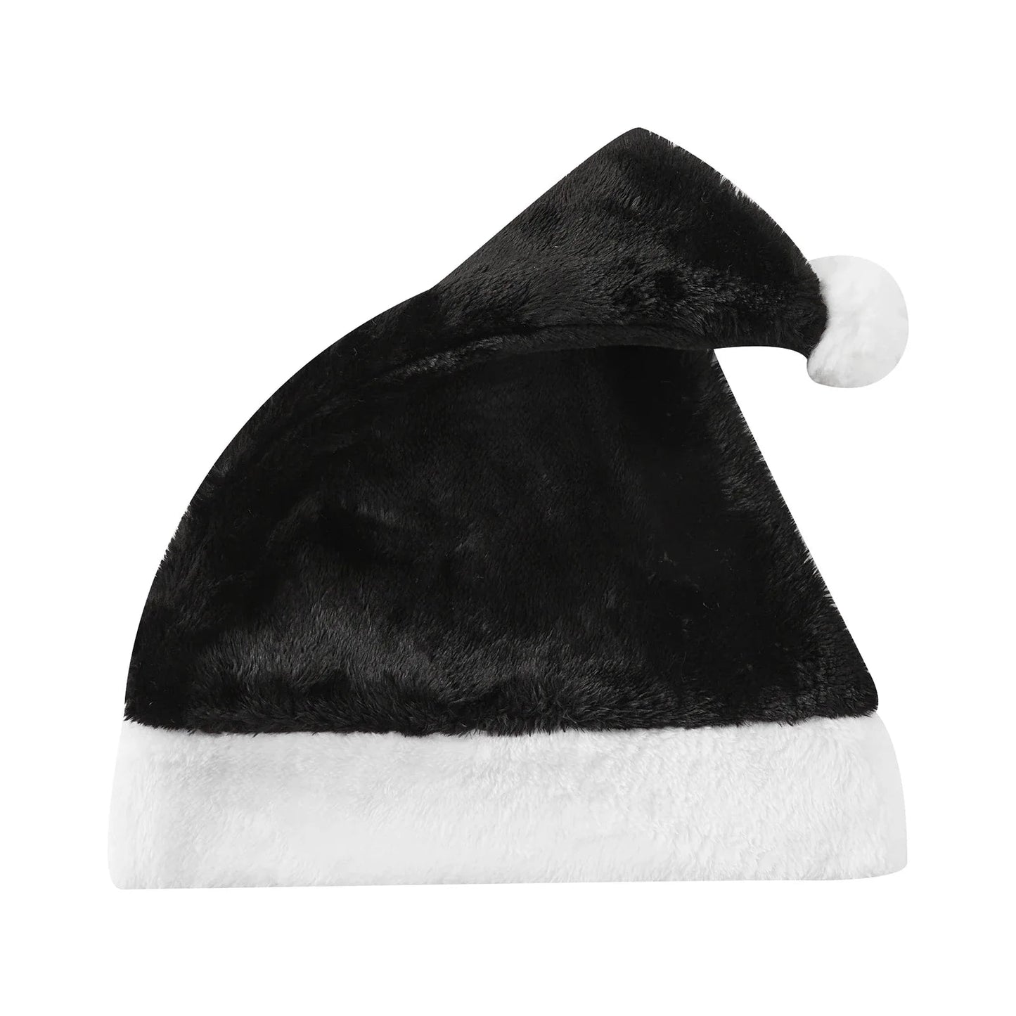 Plush Santa Claus Cosplay Party Hat For New Year Celebrations Black Hat-L