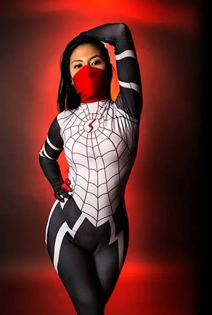 Cindy Bodysuit Silk Cosplay Spiderman Moon Superhero Women Costume