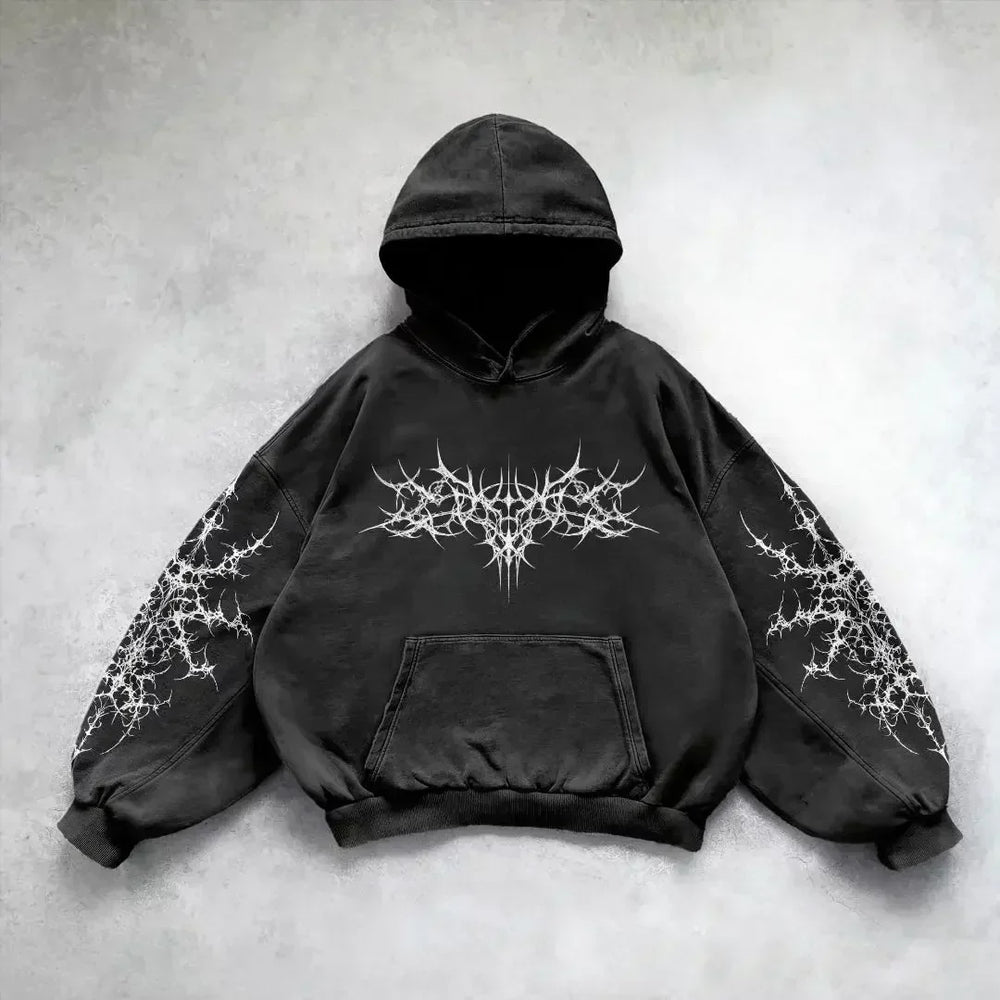 Gothic Skull Zipper Hoodie black 8 / S