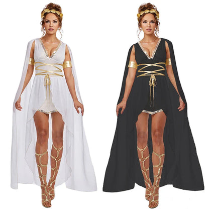 Ancient Athena Greek Goddess Dress Women Carnival Halloween Cleopatra Costume