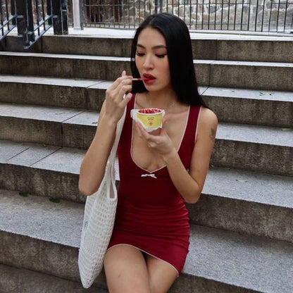 Arrival Dress V neck Sleeveless Bow Dress Slim Fit Summer