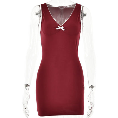 Arrival Dress V neck Sleeveless Bow Dress Slim Fit Summer