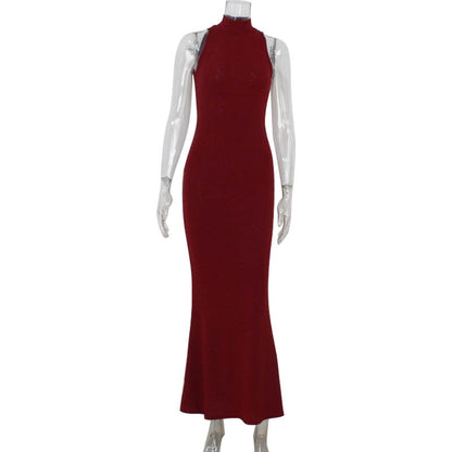 Arrival Party Red Carpet Dress Elegant Halter Sheath Fishtail Dress