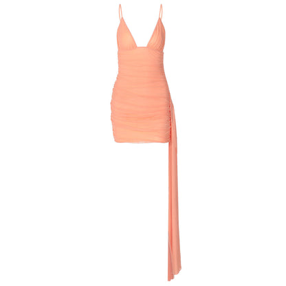 Arrival V neck Solid Color Hollow Out Cutout out Short Stitching Ribbon Ultra Short Sling