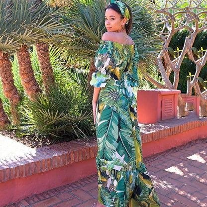 Arrival Dress Floral Print off Shoulder Slim Fit Slimming Office Dress