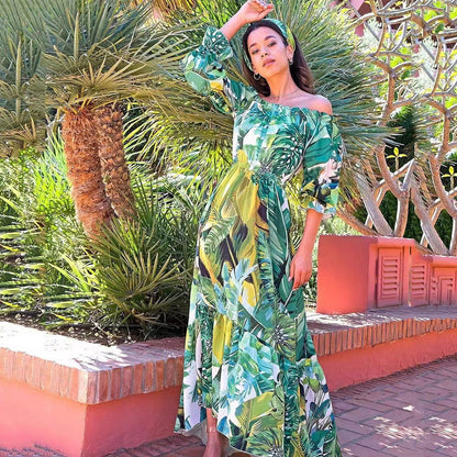 Arrival Dress Floral Print off Shoulder Slim Fit Slimming Office Dress