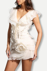 Asymmetric Ruffled Mini Dress