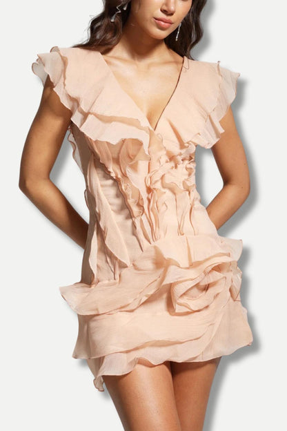 Asymmetric Ruffled Mini Dress