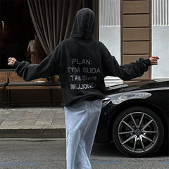 Harajuku Retro Diamonds Distressed Hoodie