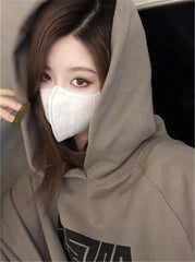 Vintage Autumn Loose Letter Print Hoodie